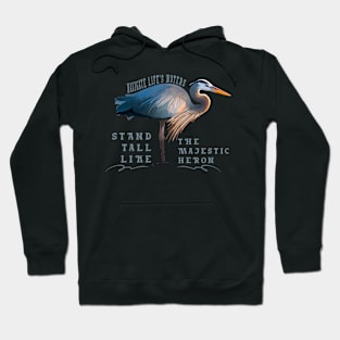 Blue heron bird illustration funny slogan Hoodie